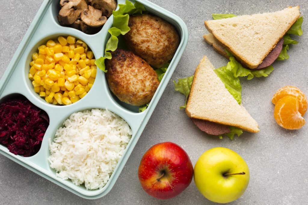 flat lay batch cooking meals arrangement flat lay batch cooking meals arrangement